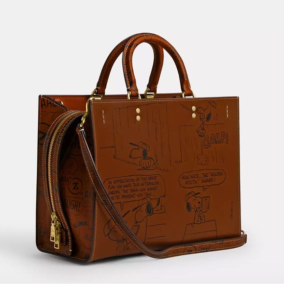 Coach X Peanuts Rogue Bag With Newspaper Print - Picture 2 of 16